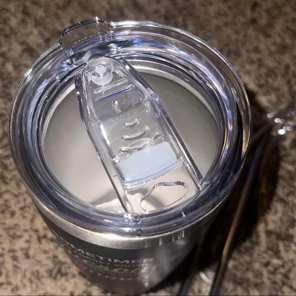 Black Tumbler with Silver Straws NWOT - Picture 2 of 2